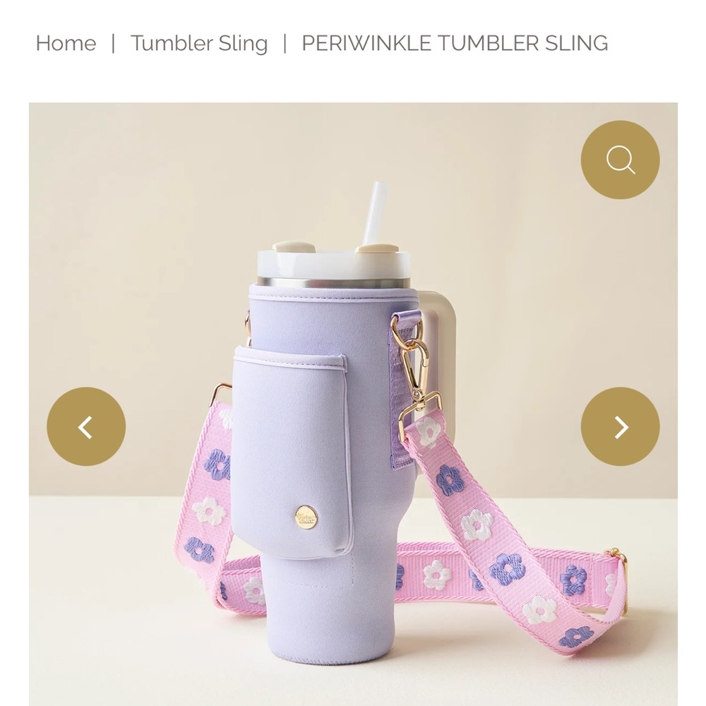 Lavender Tumbler Sling with Floral Strap new with tags periwinkle phone holder